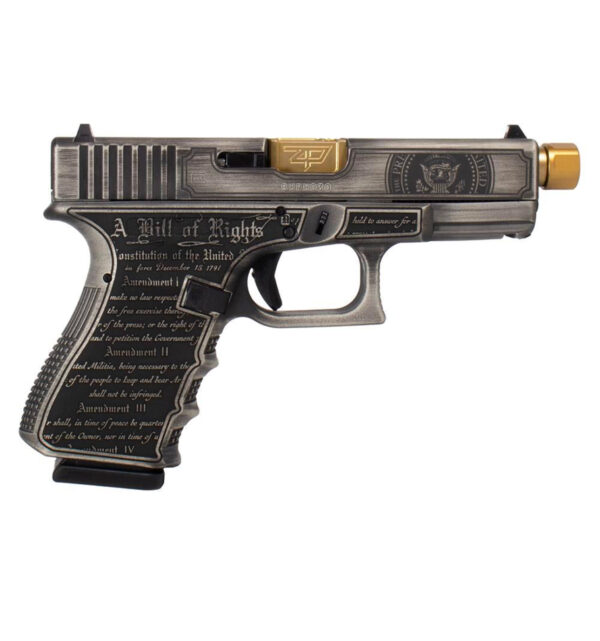 GLOCK G19 GEN 3 "TRUMP 2024" 9MM 4.6" 15RD, CRUSHED SILVER DISTRESSED BLACK - UI1950203T24GB