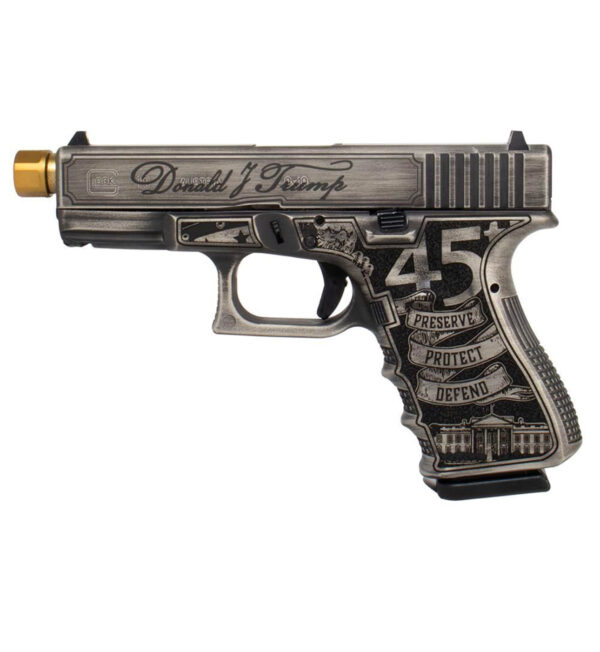 GLOCK G19 GEN 3 "TRUMP 2024" 9MM 4.6" 15RD, CRUSHED SILVER DISTRESSED BLACK - UI1950203T24GB