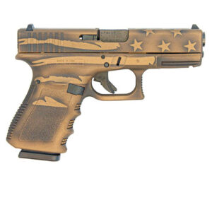 GLOCK 19 GEN 3 9MM PISTOL, BATTLEWORN BRONZE DISTRESSED FLAG - UI1950204-BBBWFLAG