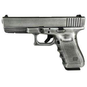 GLOCK G17 GEN 3 CUSTOM CRUSHED DISTRESSED SILVER STANDARD 9MM 4.49" 17RDS, SILVER