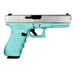 GLOCK G17 GEN 3 CUSTOM ROBIN'S EGG BLUE/CRUSHED SILVER STANDARD 9MM 4.49" 17RDS, ROBIN'S EGG BLUE