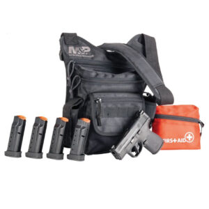 S&W M&P SHIELD PLUS NIGHT SIGHTS OPTICS READY NTS 9MM PISTOL WITH BUG OUT BAG BUNDLE, BLACK - 13593