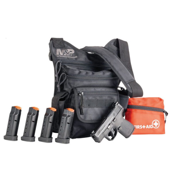 S&W M&P SHIELD PLUS NIGHT SIGHTS OPTICS READY NTS 9MM PISTOL WITH BUG OUT BAG BUNDLE, BLACK - 13593